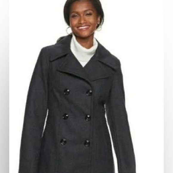 Michael Kors Jackets & Blazers - Michael Kors Women's Double-Breasted Wool Blend Peacoat in Charcoal Gray